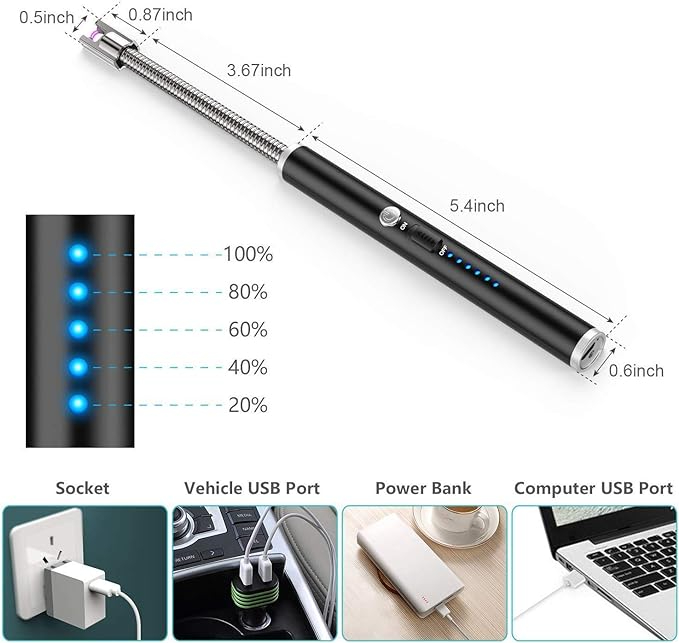 1-1_1726837903.jpg USB Rechargeable Flameless Arc Lighter | Flexible & Windproof Electric Wand Lighter - Image 3
