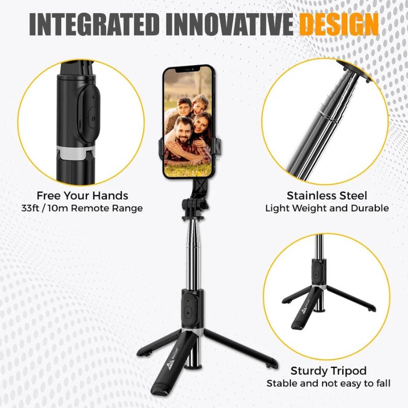 13_1740132641.jpg NeePho P170S Selfie Stick Tripod | Extendable , Bluetooth Remote, Universal Smartphone Mount | Durable Metal Build & Lightweight Design - Image 2