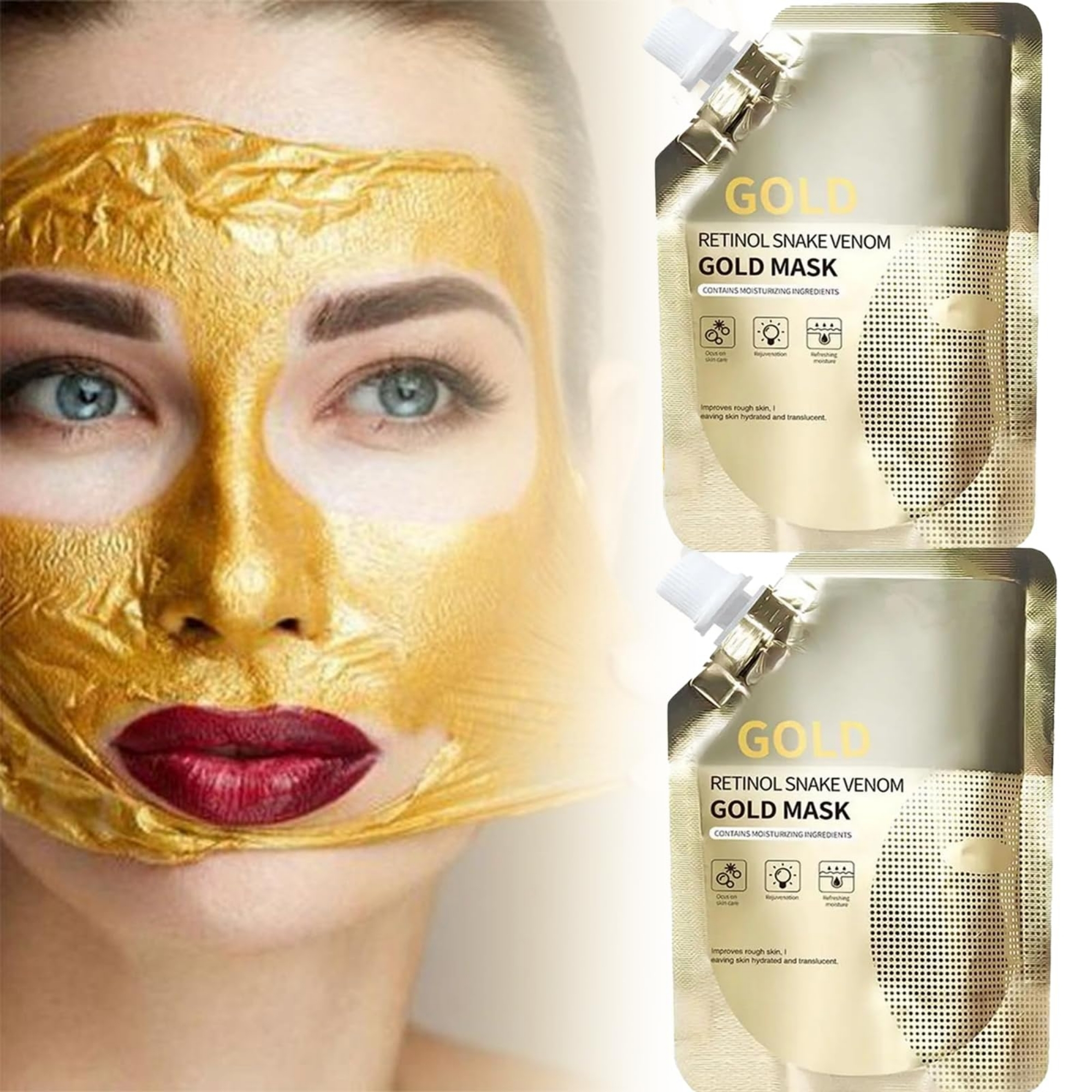 16_1758004193.jpg Retinol Snake Venom Peptide Gold Mask | Anti-Aging Moisturizing Brightening Skincare Cream 100g