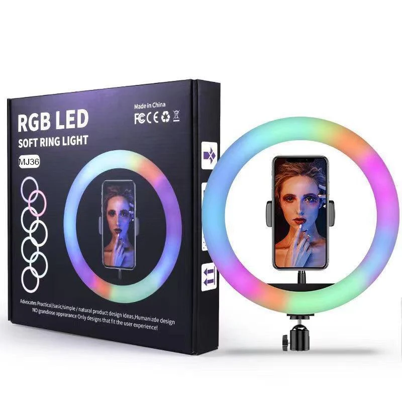 16_81664d90-6a82-4dce-a254-f6645bced9f7_1748122043.webp MJ36 RGB LED Ring Light 36cm with 16 Colors, Brightness Control & Phone Holder - Image 2