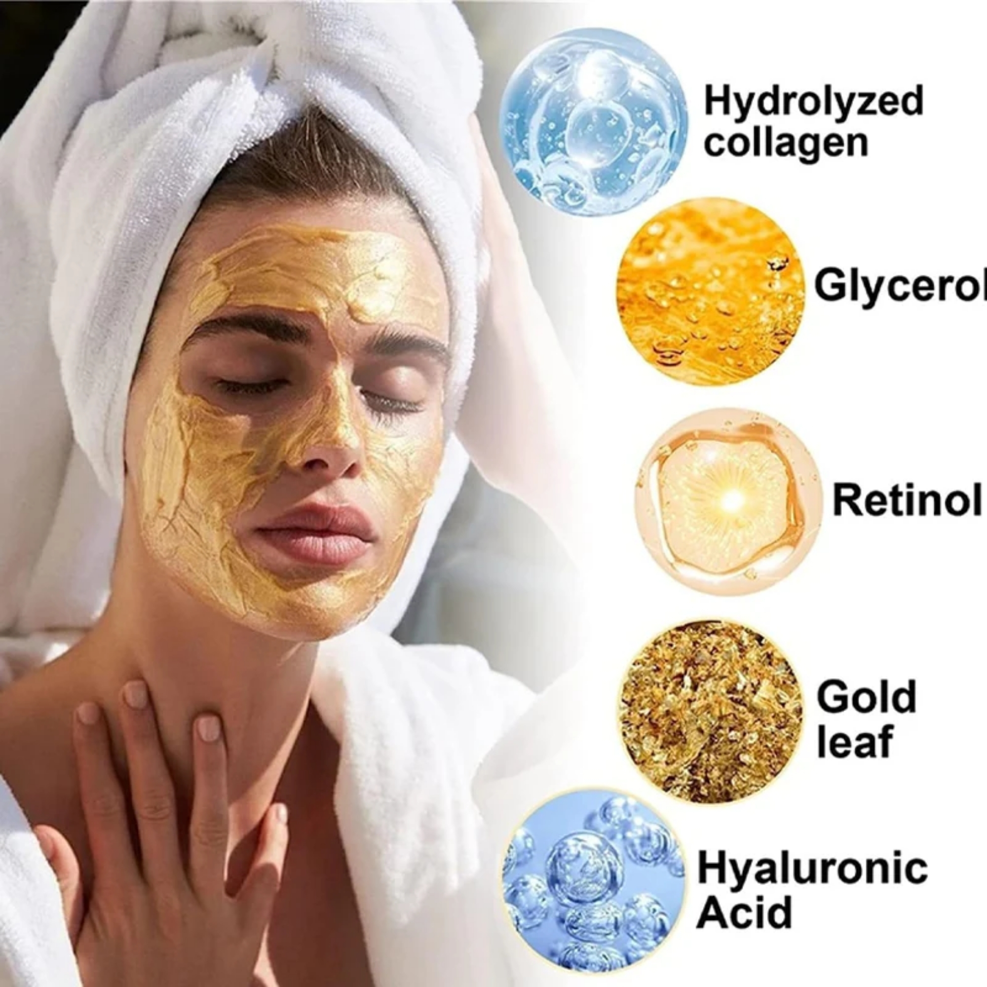 19_1758004195.jpg Retinol Snake Venom Peptide Gold Mask | Anti-Aging Moisturizing Brightening Skincare Cream 100g - Image 4