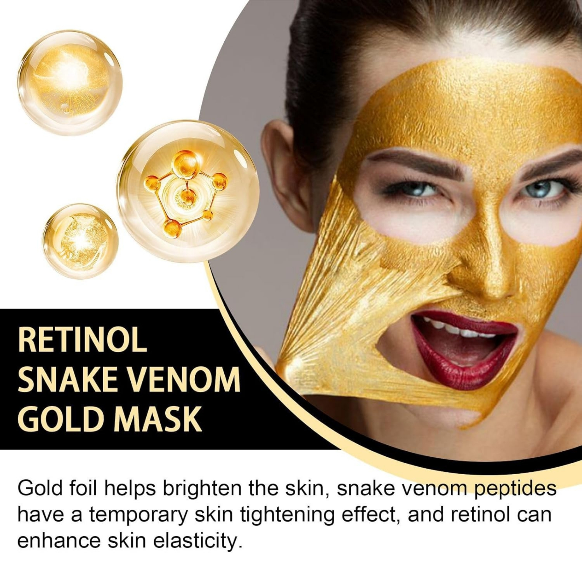 21_1758004196.jpg Retinol Snake Venom Peptide Gold Mask | Anti-Aging Moisturizing Brightening Skincare Cream 100g - Image 6