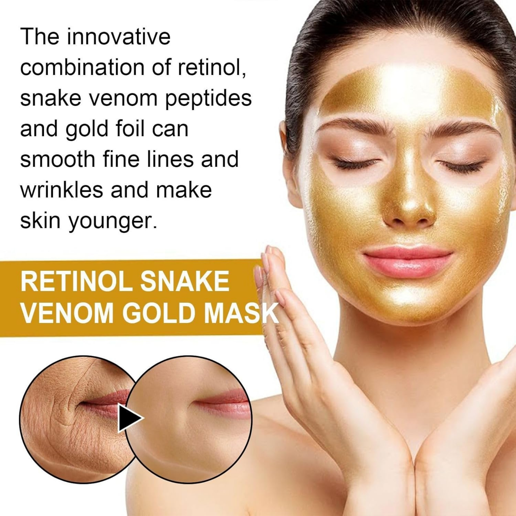 22_1758004196.jpg Retinol Snake Venom Peptide Gold Mask | Anti-Aging Moisturizing Brightening Skincare Cream 100g - Image 7