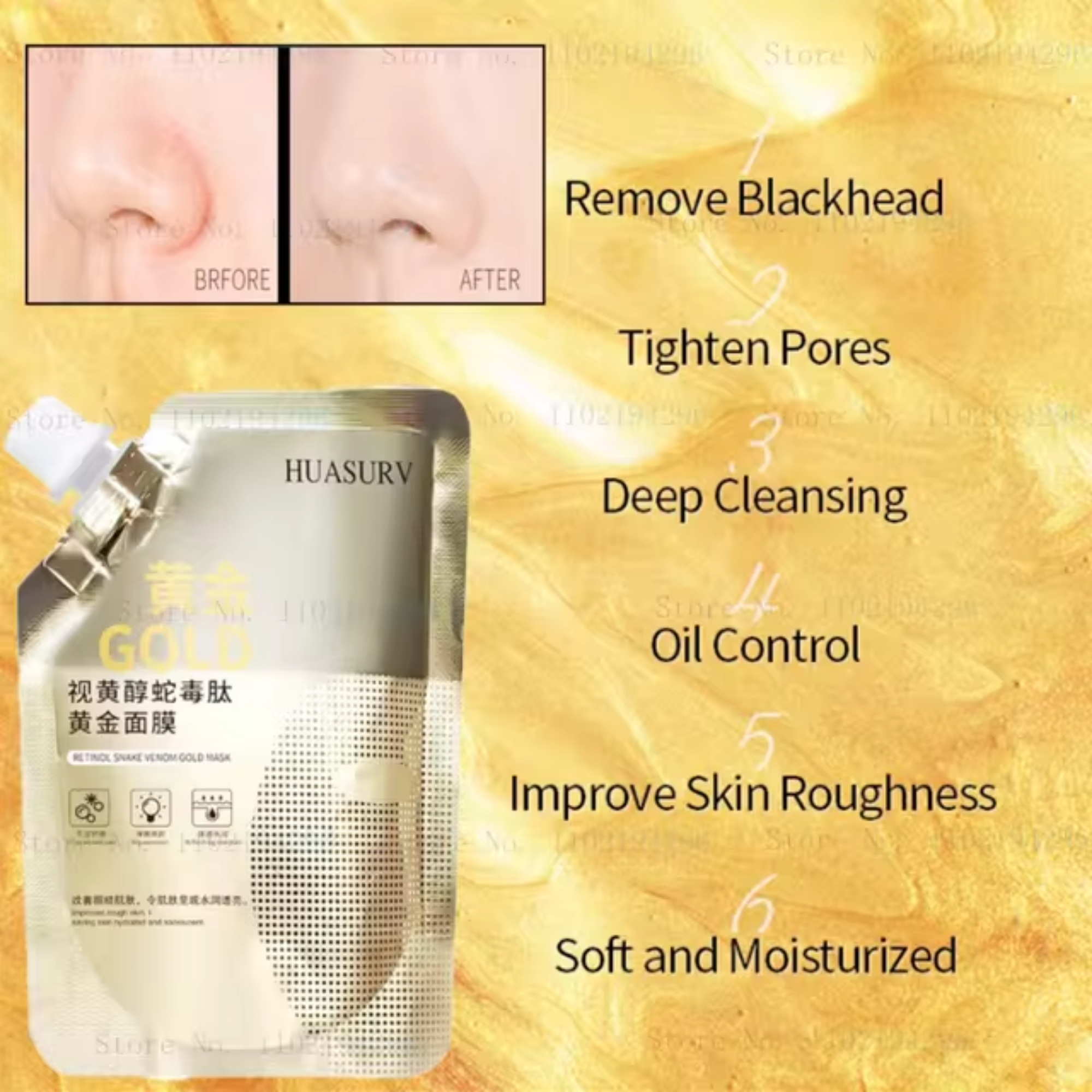 23_1758004197.jpg Retinol Snake Venom Peptide Gold Mask | Anti-Aging Moisturizing Brightening Skincare Cream 100g - Image 8