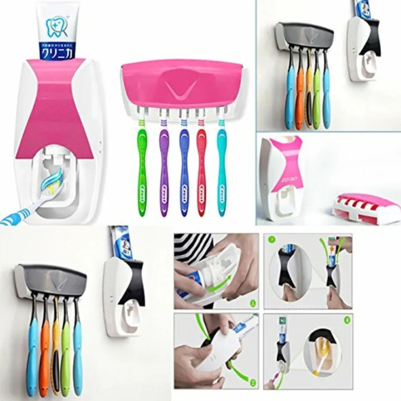 Automatic Toothpaste Dispenser Set with Wall-Mounted Toothbrush Holder | Touch-Free Bathroom Organizer - Image 6