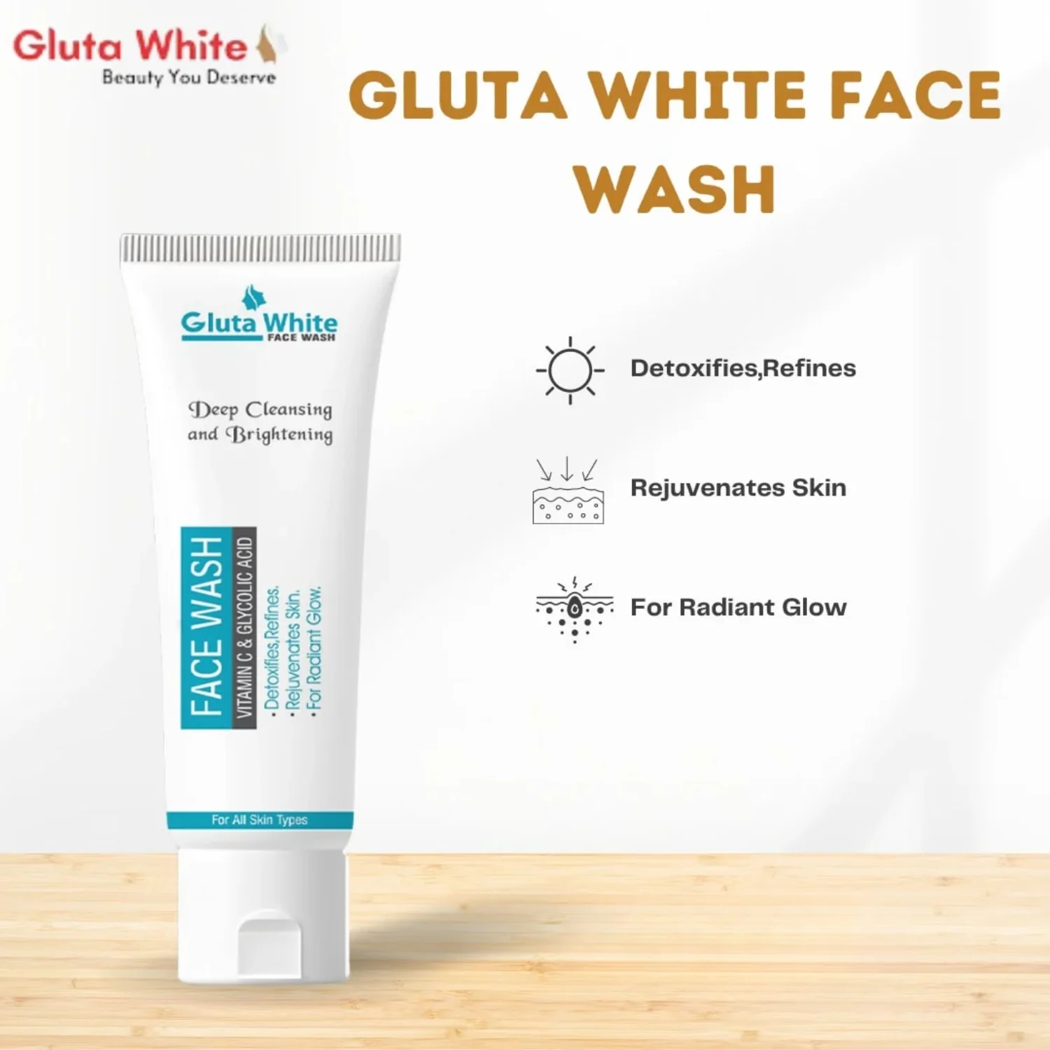 2_1754343884.webp Gluta White Face Wash | Deep Cleansing Brightening Oil Control Gentle Daily Cleanser - Image 3