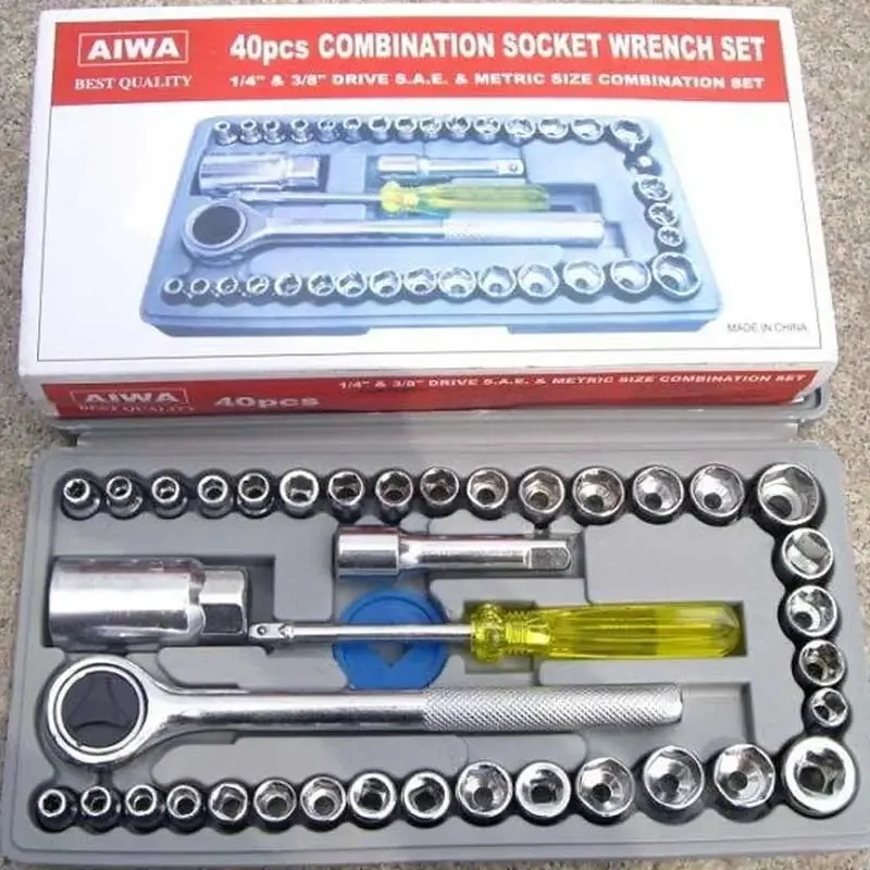 2_1756731486.webp 40pcs Aiwa Socket Wrench Tool Kit | Durable Stainless Steel Multi-Purpose Repair Set - Image 7