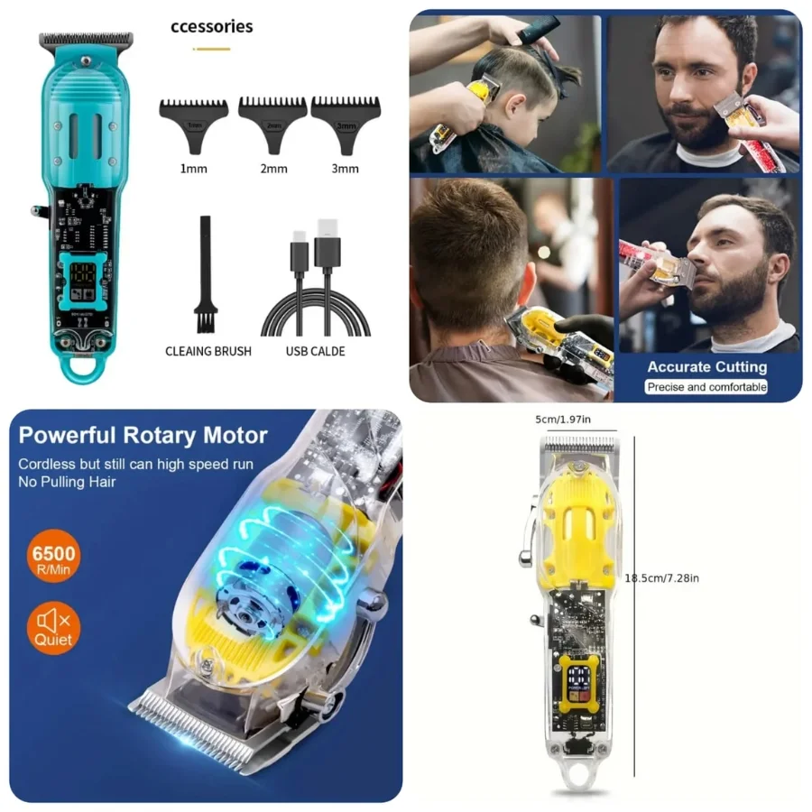 3_1756135162.webp Daling Transparent LCD Electric Hair Trimmer | USB Rechargeable | Professional Grooming | FR-D-8268 - Image 5