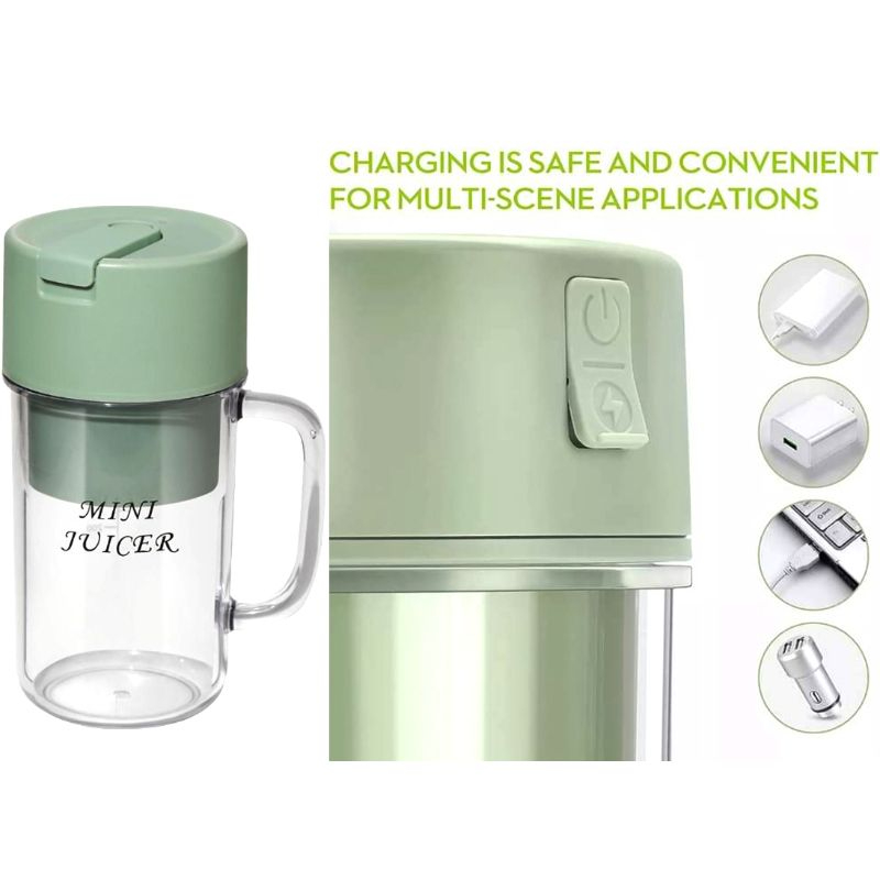 4-1_1726841266.jpg Crusher Juicer 2-in-1 Mini Portable Blender | USB Rechargeable | 6-Blade High-Speed Juicer | Random Color