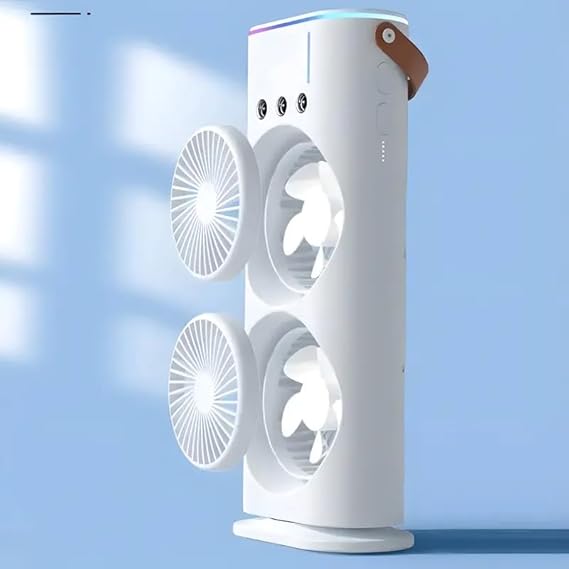 41l1mPY6gWL._SX569__1746306629.jpg Mini Double Head Mist Fan with LED Light & Humidifier | Portable USB Air Cooler for Home Office Travel - Image 7