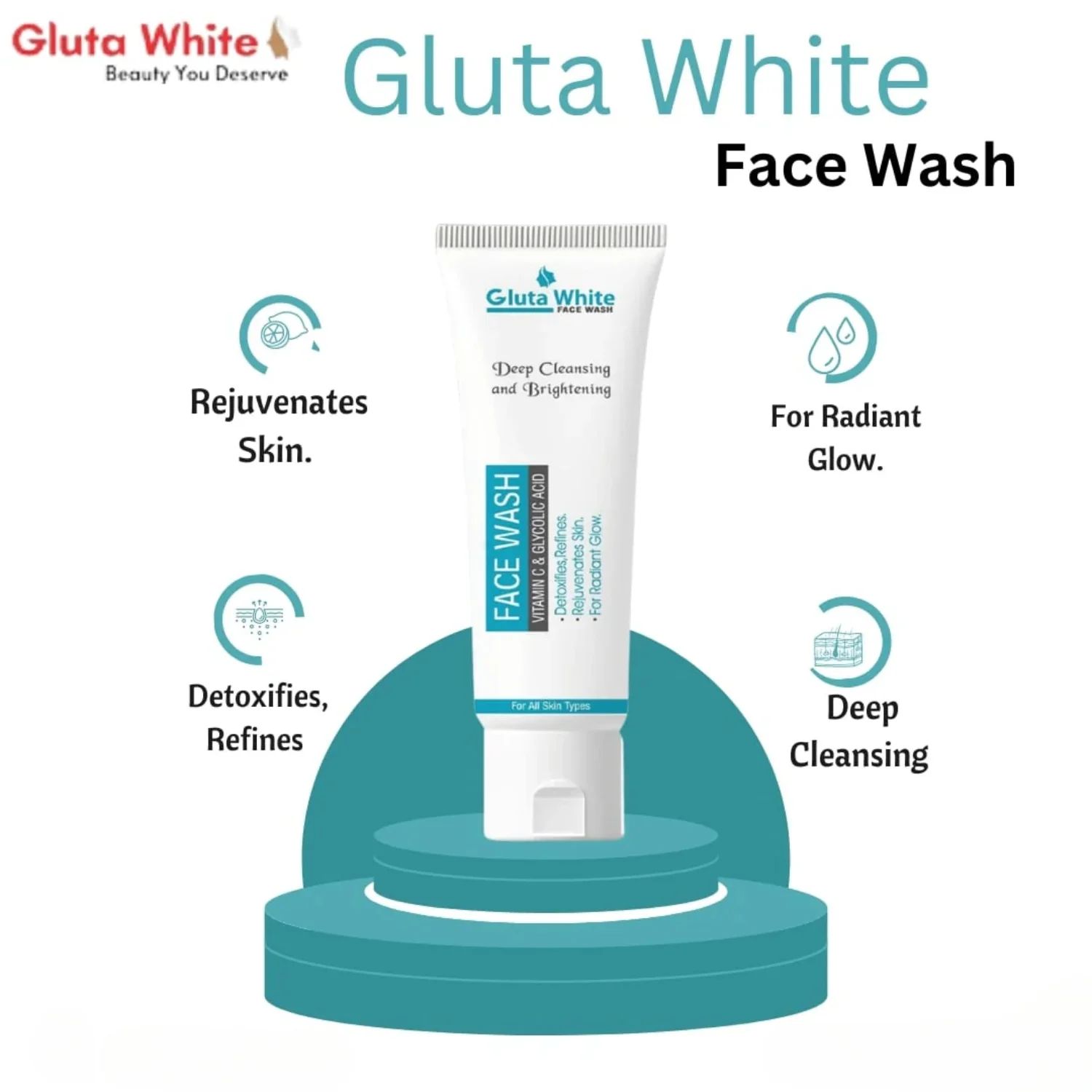 4_1754343884.webp Gluta White Face Wash | Deep Cleansing Brightening Oil Control Gentle Daily Cleanser