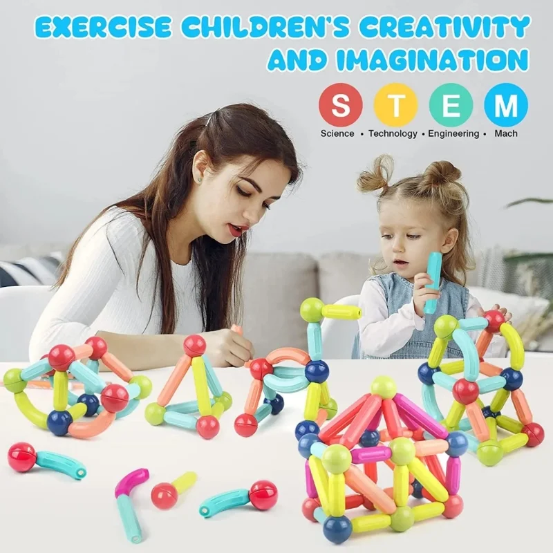 4_1755540759.webp 25 Pcs Magnetic Building Blocks Set | STEM Educational Rods & Balls Toy for Kids - Image 2