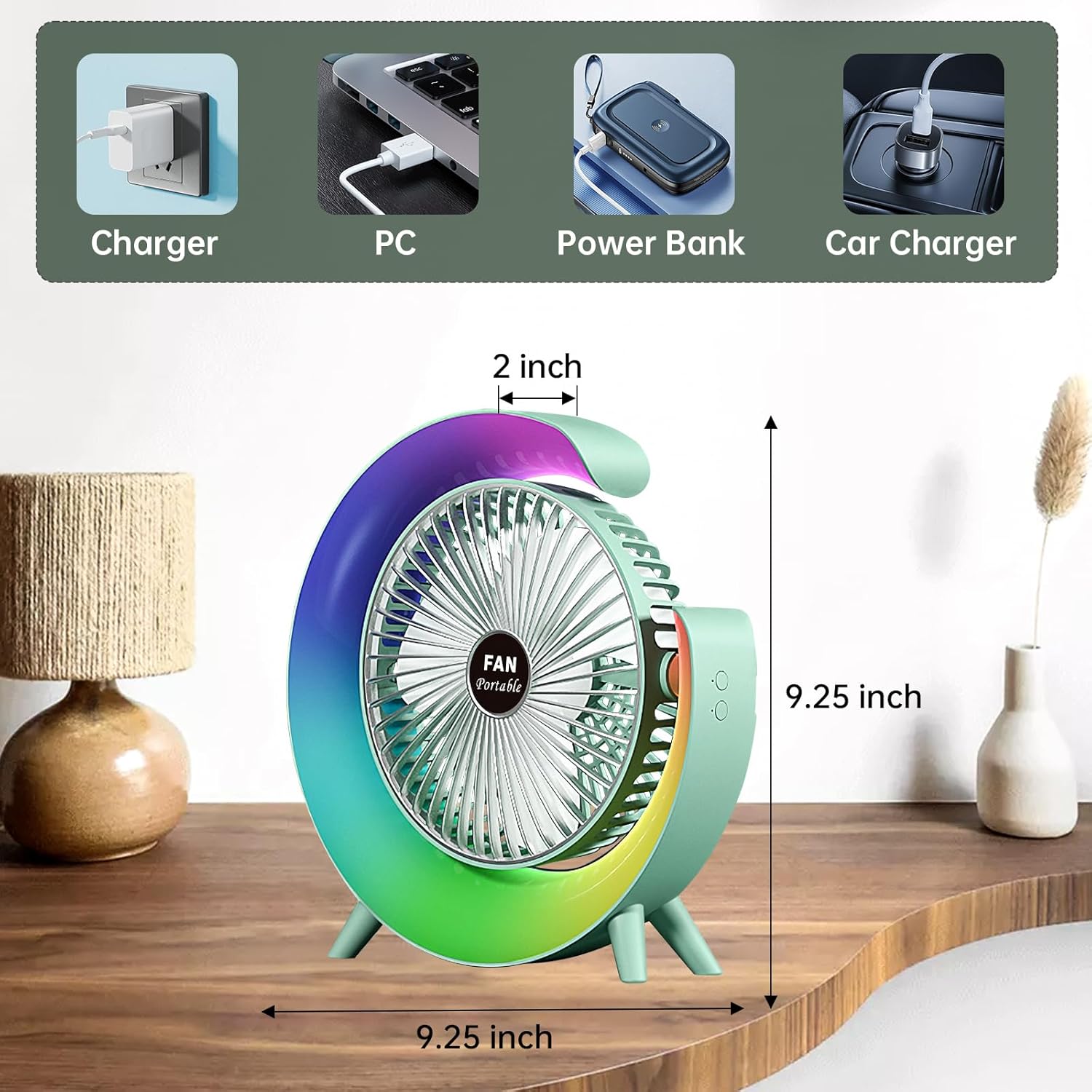 7140yO0JmgL._AC_SL1500__1748113634.jpg Colorful USB Rechargeable Desktop Fan | Silent Cooling, LED Ambient Light, 3-Speed Rotation