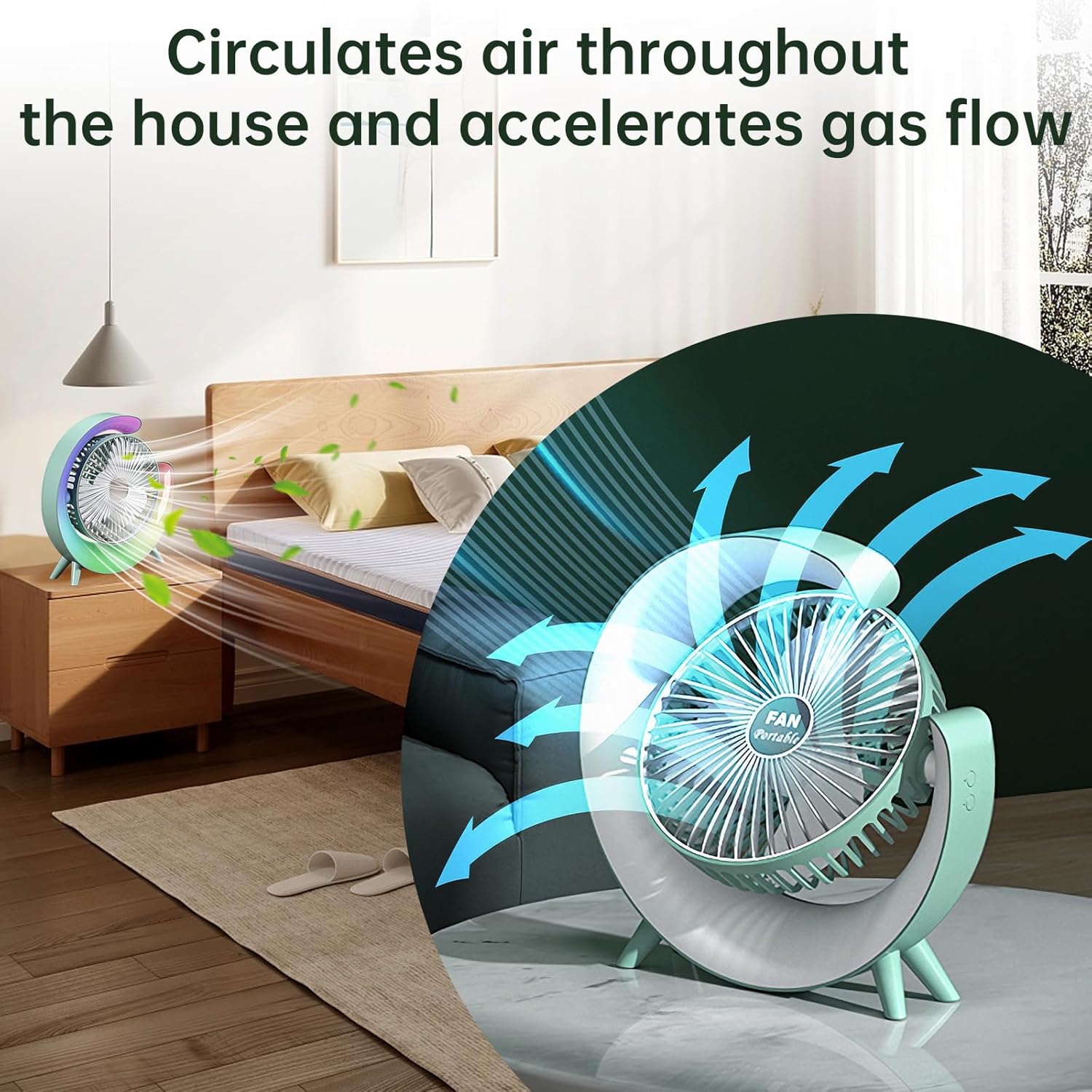 718zEDfnsCL._AC_SL1500__1748113634.jpg Colorful USB Rechargeable Desktop Fan | Silent Cooling, LED Ambient Light, 3-Speed Rotation - Image 2