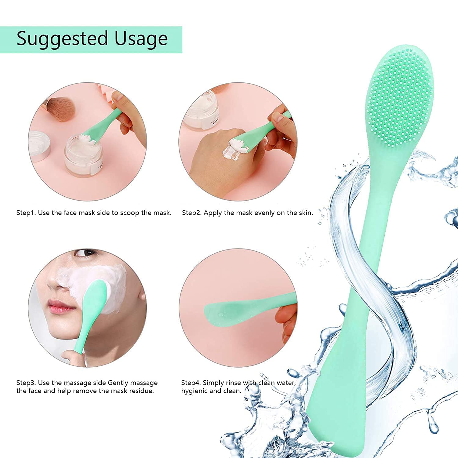 71OVmJMSJuL._SL1500__1731165171.jpg Double Ended Silicone Face Mask & Cleansing Brush | Soft Reusable Skincare Applicator | Pack of 2 - Image 4