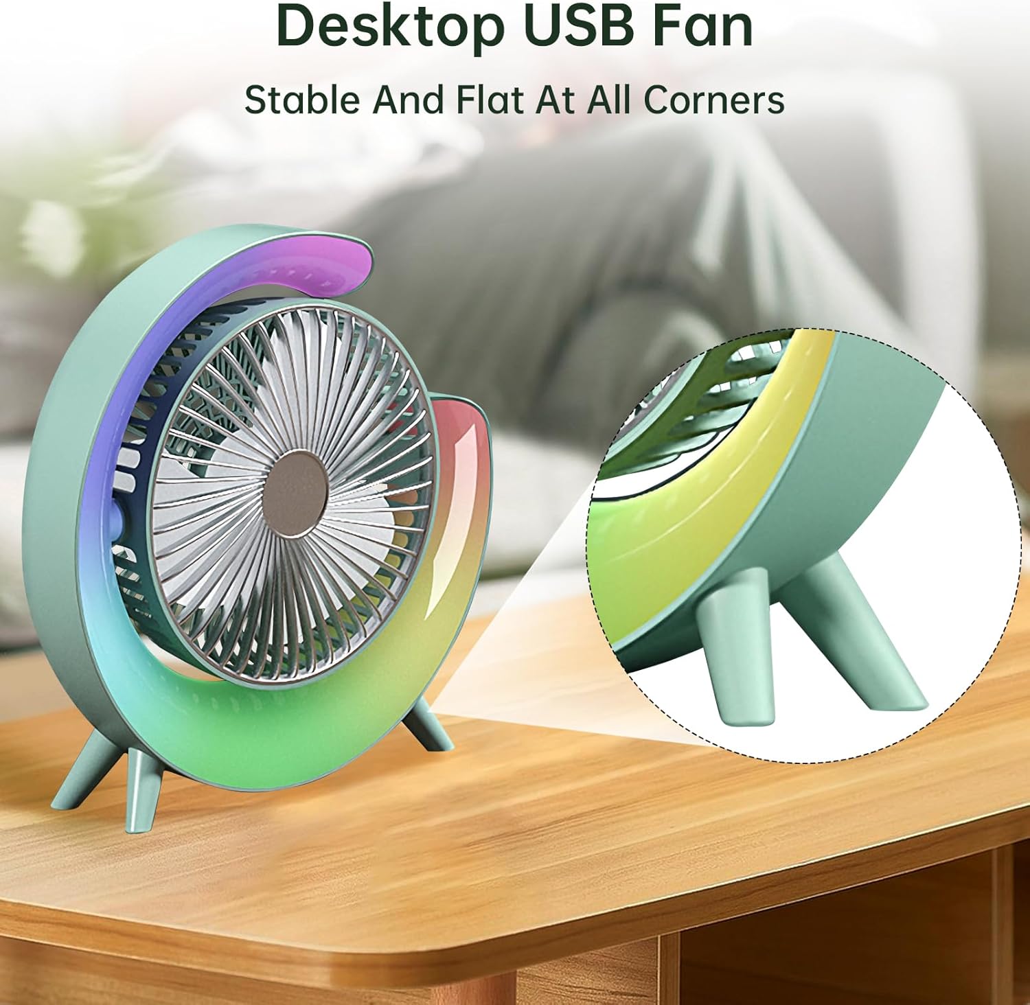 71QQabuP4EL._AC_SL1500__1748113633.jpg Colorful USB Rechargeable Desktop Fan | Silent Cooling, LED Ambient Light, 3-Speed Rotation - Image 5