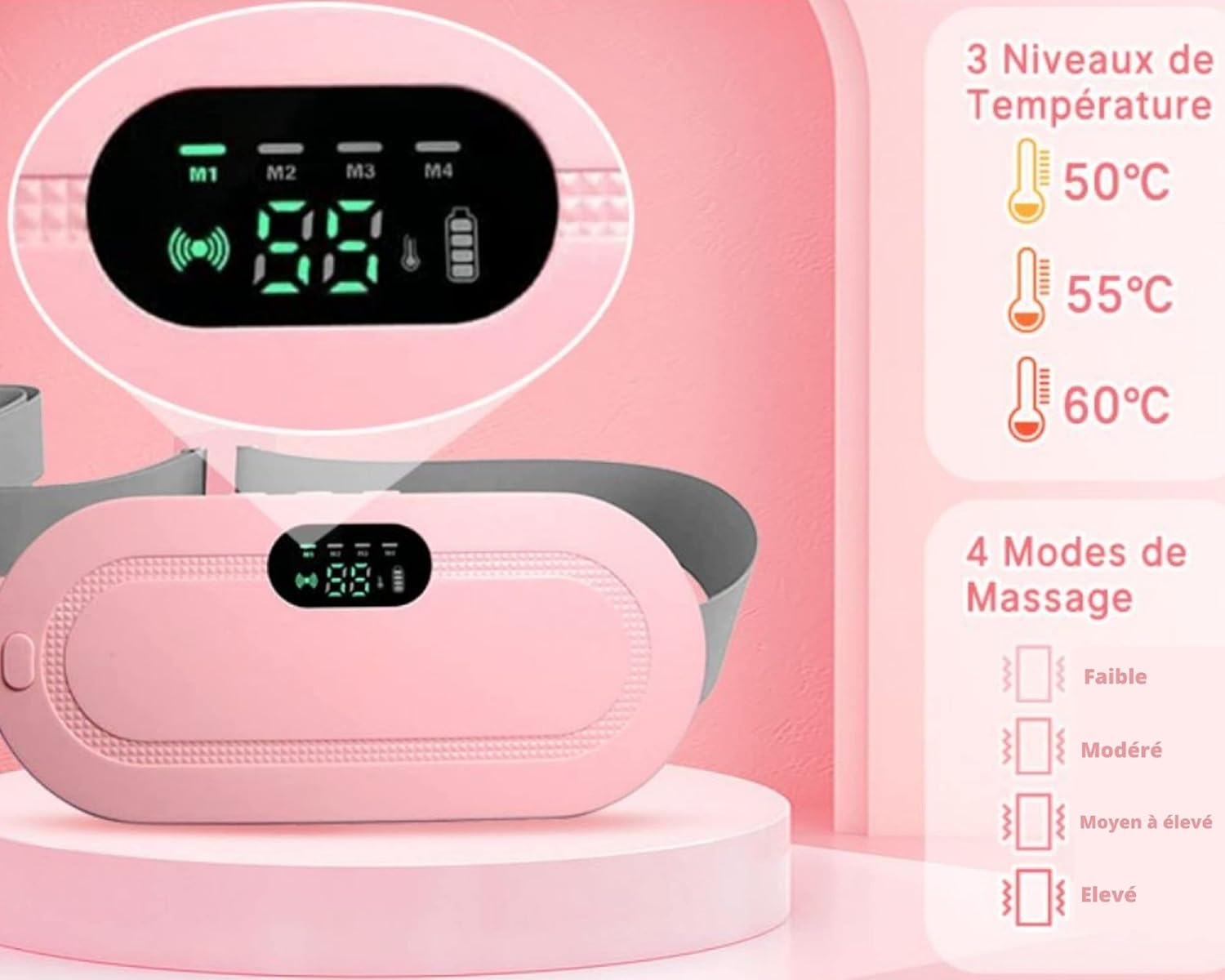 71auwCDoYgL._AC_SL1500__1744066340.jpg Digital Period Heating Pad & Vibrating Belt | 3 Heat Levels, 4 Massage Modes | Fast Relief for Menstrual Cramps - Image 8