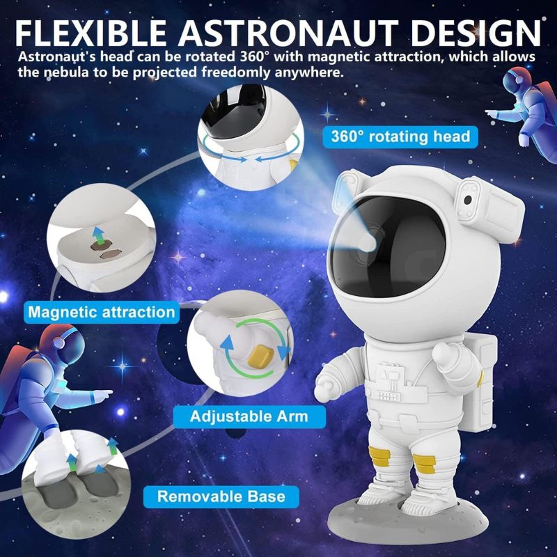 7_1740135743.jpg Astronaut Star Projector Night Light | Bring the Galaxy to Your Room | LED Nebula & Starry Sky Projection - Image 3