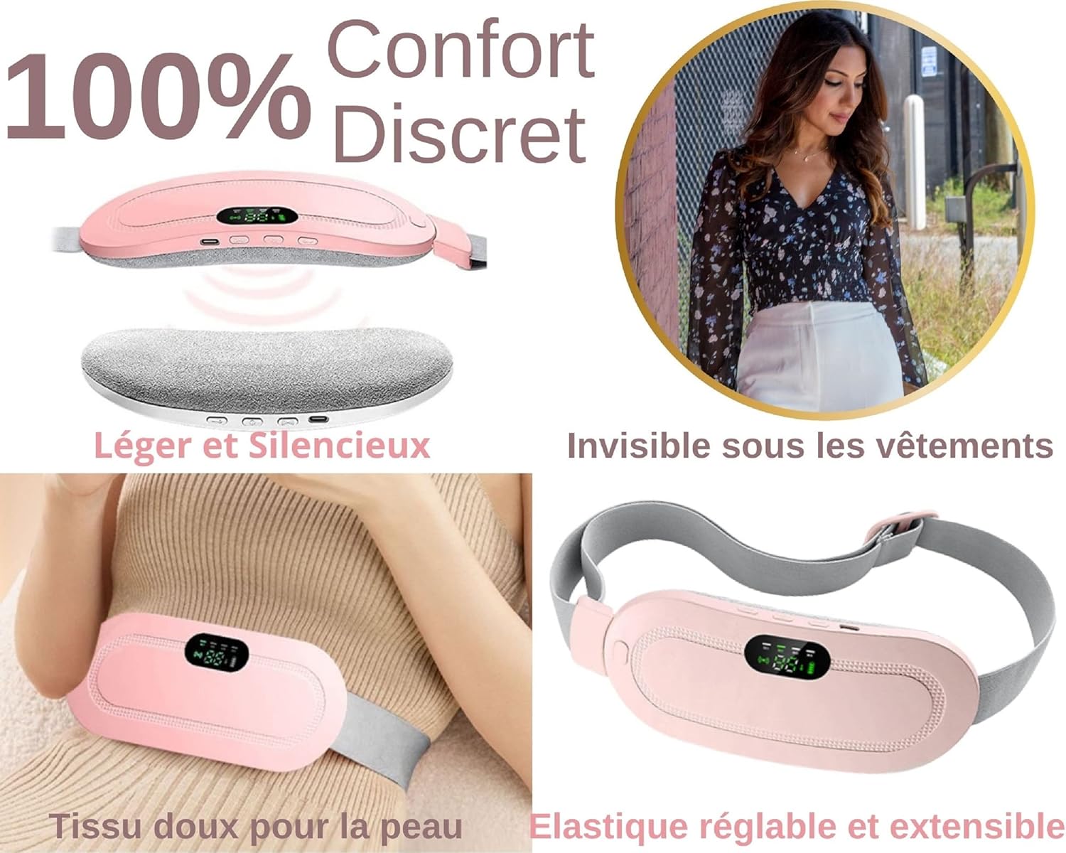 81uk8DPHsNL._AC_SL1500__1744066341.jpg Digital Period Heating Pad & Vibrating Belt | 3 Heat Levels, 4 Massage Modes | Fast Relief for Menstrual Cramps - Image 5