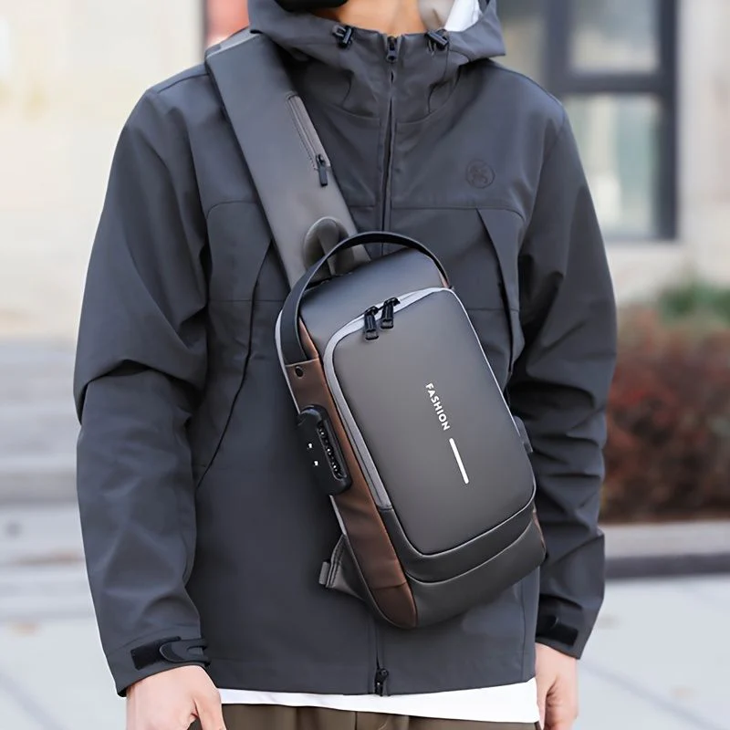 Black Multifunction Anti-Theft USB Charging Crossbody Shoulder Bag | Stylish, Secure & Travel-Ready - Image 5