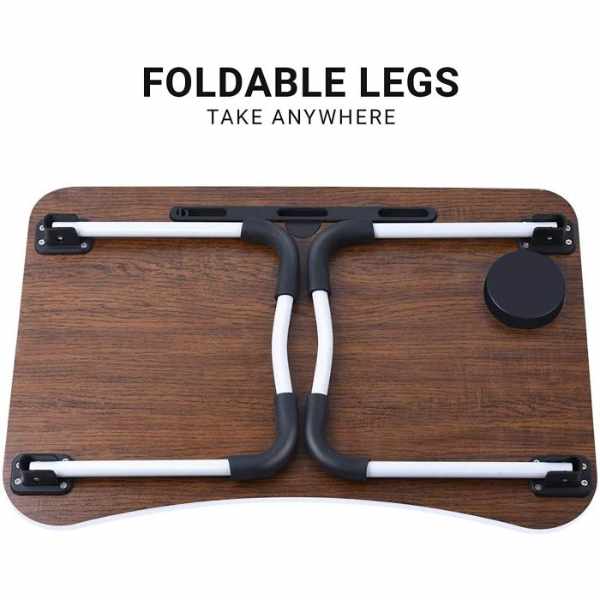 Buy-Multipurpose-Foldable-Laptop-Table-with-Cup-Holder-Study-Table-Bed-Table-Breakfast-Table-Foldable-and-Portable-At-Best-Price-Online-in-Pakistan-4_1731859099.jpg Laptop Table | Brown Color | Foldable Legs, Tablet Groove & Cup Slot | Perfect for Working, Reading, Writing, and Eating