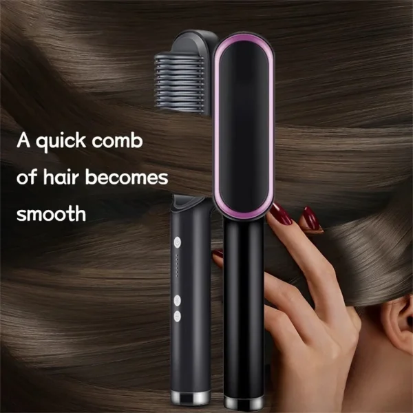 Lisseur-de-cheveux-professionnel-en-c-ramique-Tourmaline-brosse-boucler-peigne-cheveux-fer-friser-multifonctionnel.jpg_-600x600_1727332308.webp Hair Straightener Brush & Styler | Model 909 | Fast Heating Electric Straightening Comb - Image 3