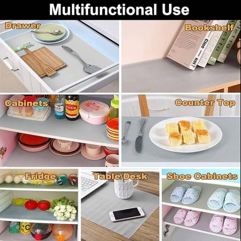 ProductImage67_1754400622.jpg Anti-Slip Fridge & Shelf Mat | Waterproof Washable Liner for Kitchen Drawers Cabinets | Light Grey - Image 5