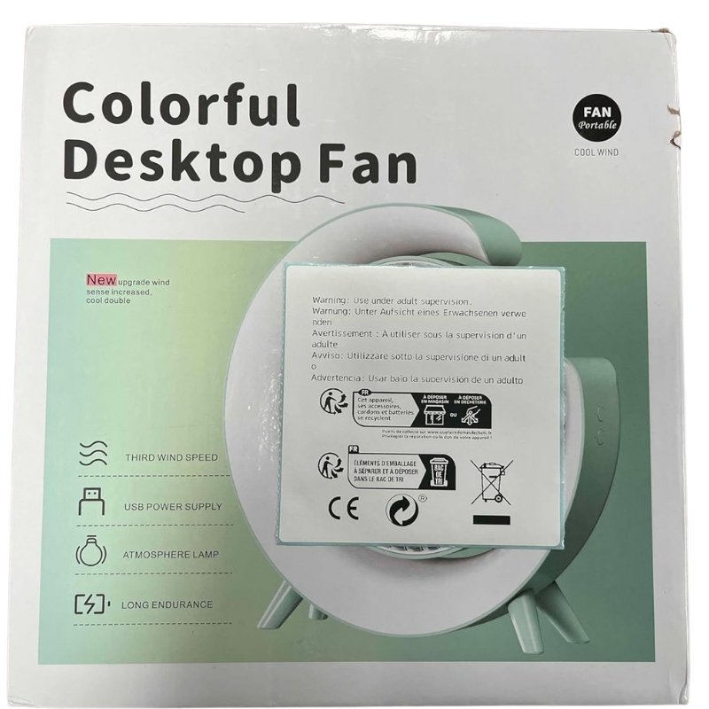 Products800x800_1748113632.jpg Colorful USB Rechargeable Desktop Fan | Silent Cooling, LED Ambient Light, 3-Speed Rotation - Image 7