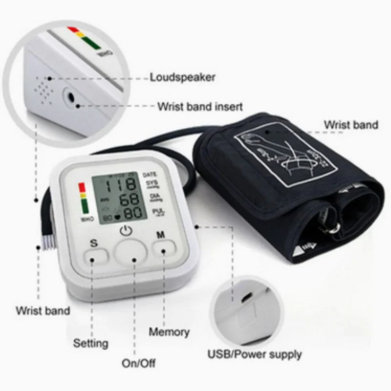 digital blood pressure monitor | upper arm automatic bp machine with large lcd display, memory storage & voice function for home monitoring digital blood pressure monitor | upper arm automatic bp machine with large lcd display, memory storage & voice function for home monitoring