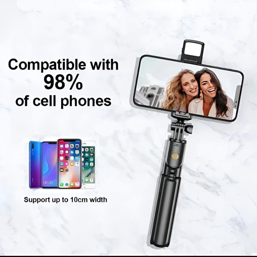 WhatsApp-Image-2024-09-11-at-12.52.24-AM-900x900_1731507096.jpg R1s Bluetooth Selfie Stick Tripod with Remote | 360° Foldable Phone & Action Camera Stand with LED Light - Image 5