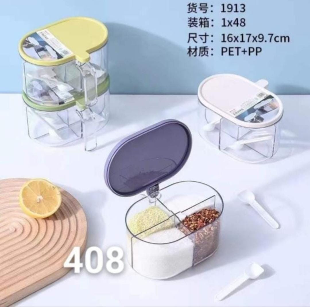 4 Compartments Spice Box | Masala Storage Box | Plastic Kitchen Organizer | Leak-Proof & Reusable - Image 2