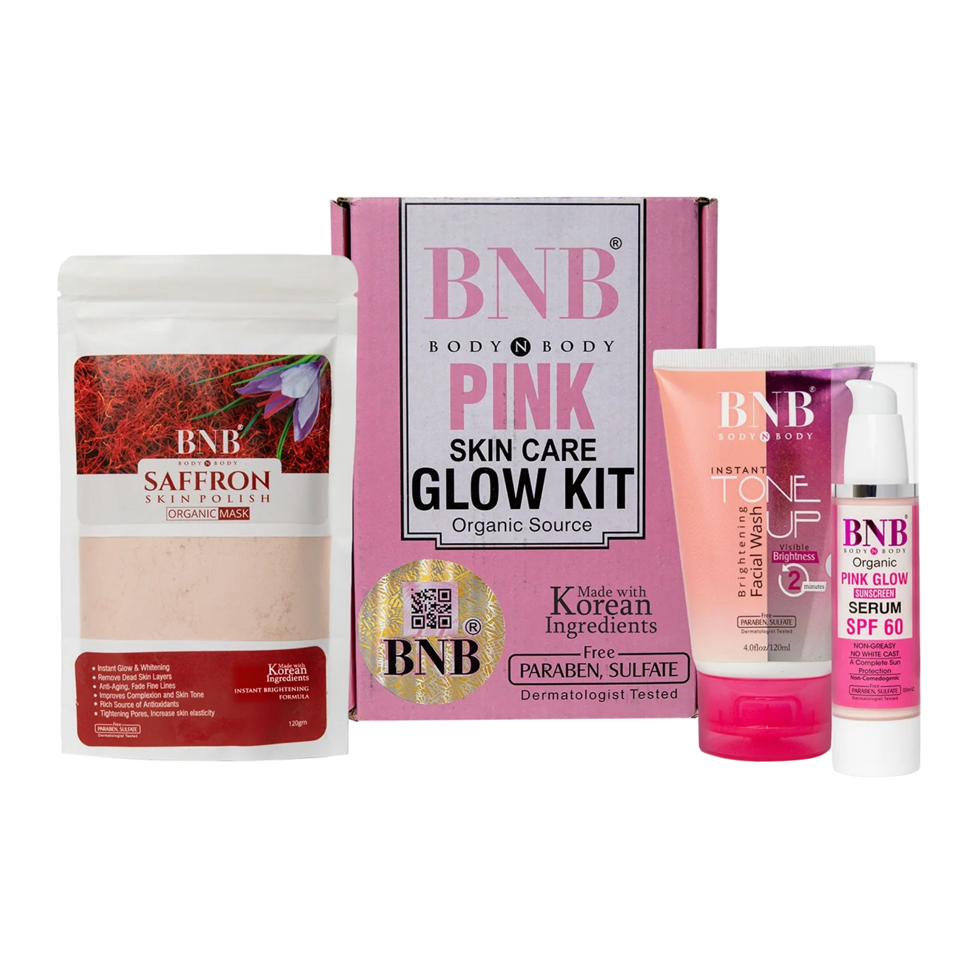 bnbpink1_1758016792.jpg BNB Pink Face Glow Kit | 3-in-1 Skincare Wash Mask SPF Protection Set