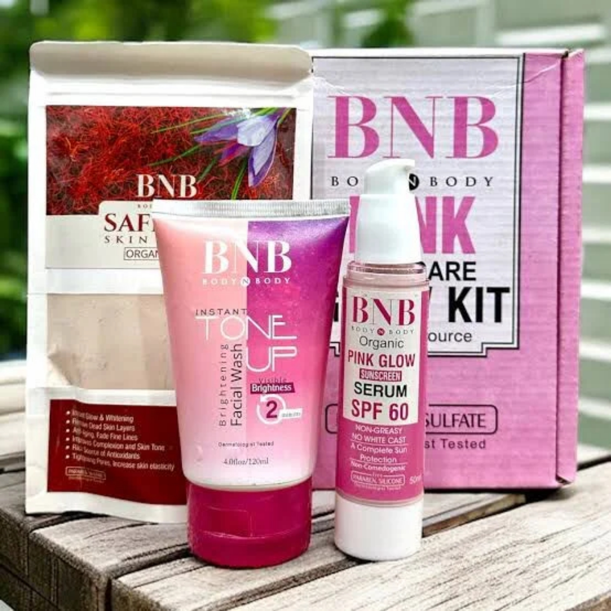 bnbpink2_1758016793.jpg BNB Pink Face Glow Kit | 3-in-1 Skincare Wash Mask SPF Protection Set - Image 2