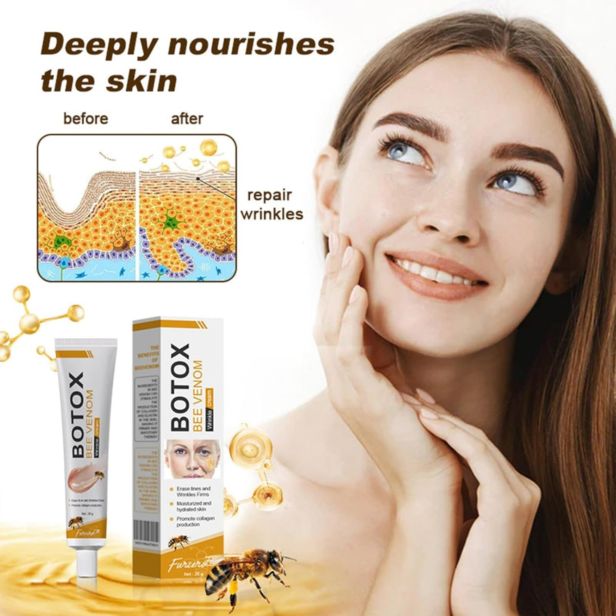 botox2_1757932212.jpg Botox Bee Venom Wrinkle Cream in Pakistan | Anti-Aging & Collagen Boosting Moisturizer - Image 2