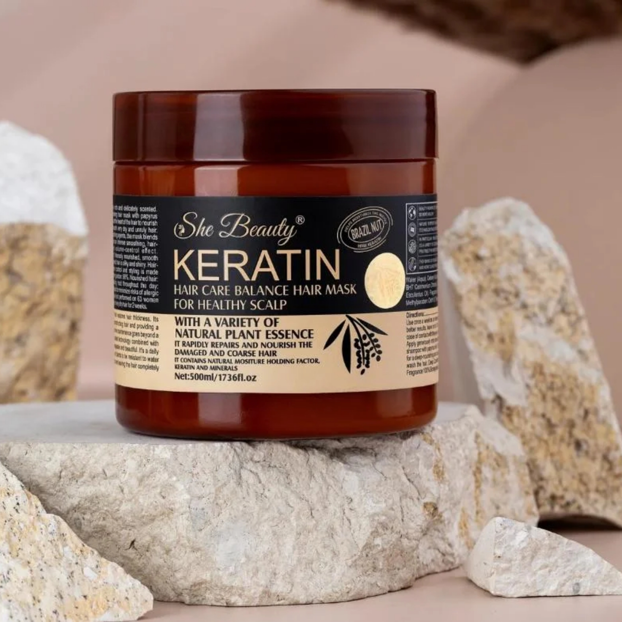 keratinmask5_1758025942.jpg Brazil Nut Keratin Hair Mask 500ml | Nourishing, Strengthening & Smoothing Hair Treatment - Image 7