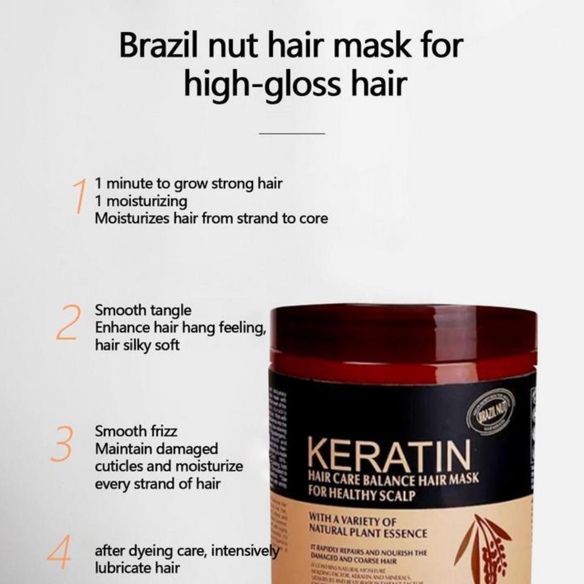 keratinmask6_1758025943.jpg Brazil Nut Keratin Hair Mask 500ml | Nourishing, Strengthening & Smoothing Hair Treatment - Image 8