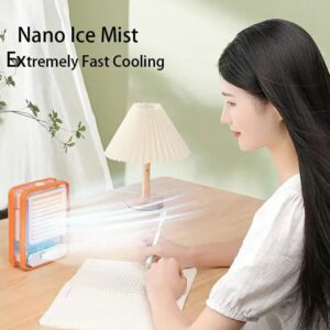 Portable USB Air Cooler Fan – 3-Speed, Mist Spray, Rechargeable