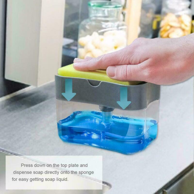 Soap Pump Dispenser & Sponge Holder Sink | Press-Type Dishwashing Liquid Dispenser - Image 2