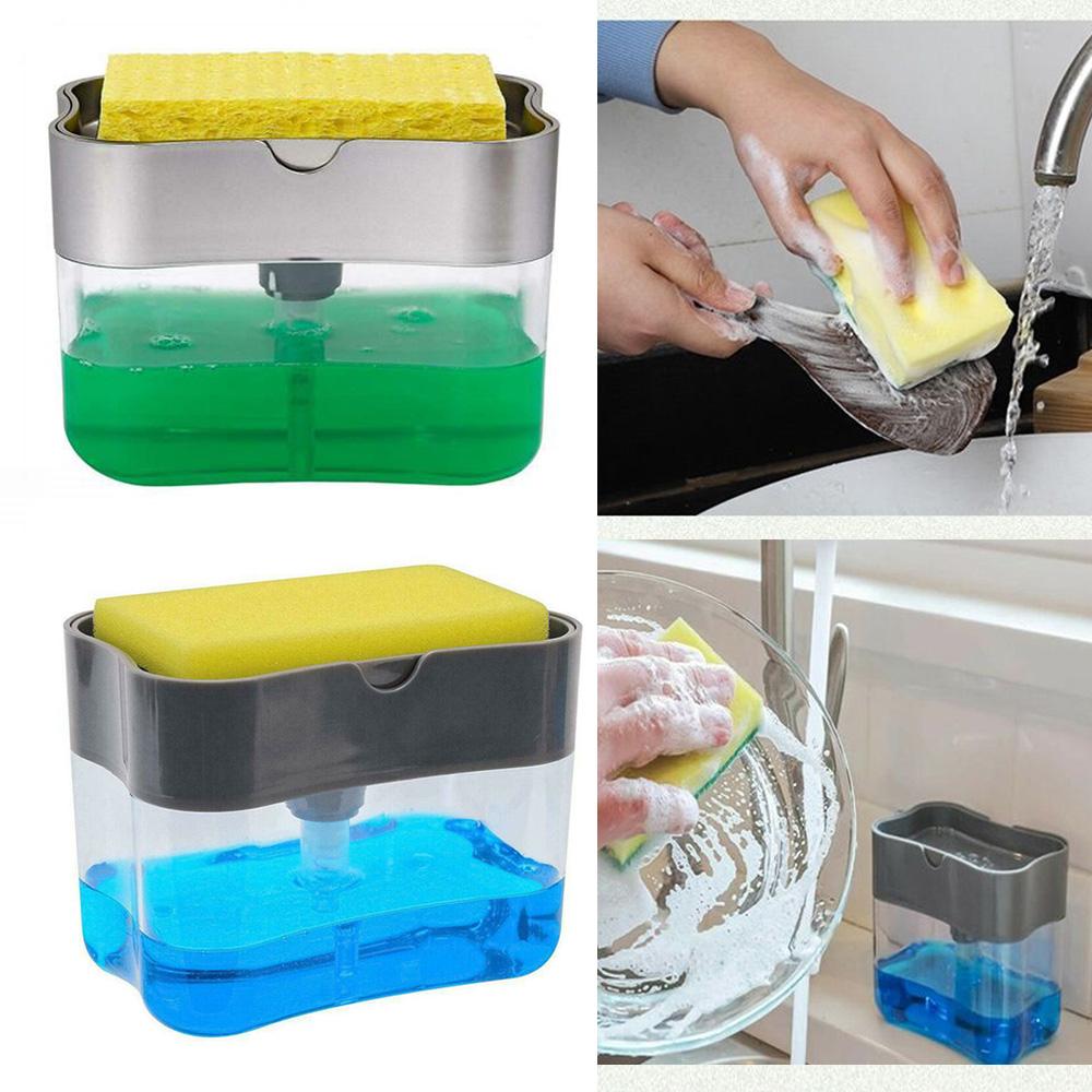 Soap Pump Dispenser & Sponge Holder Sink | Press-Type Dishwashing Liquid Dispenser - Image 3