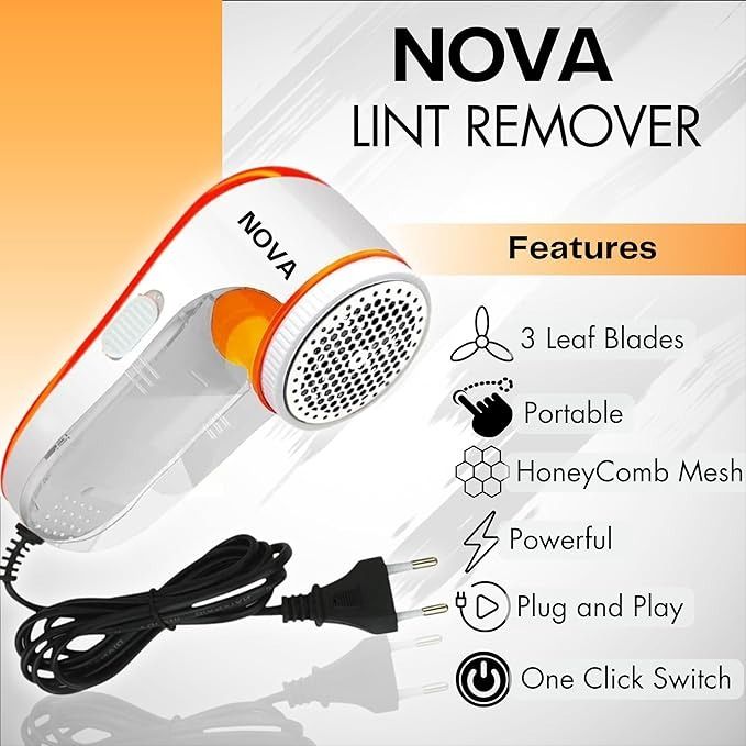 Nova Electric Lint Remover NLR-208 | Fabric Shaver for Wool & Clothes | Rotary Sharp Blades