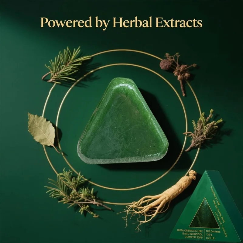 Nature Triangle Shampoo Bar | Plant-Based Herbal Hair Growth Soap | Calming, Strengthening & Eco-Friendly - Image 7