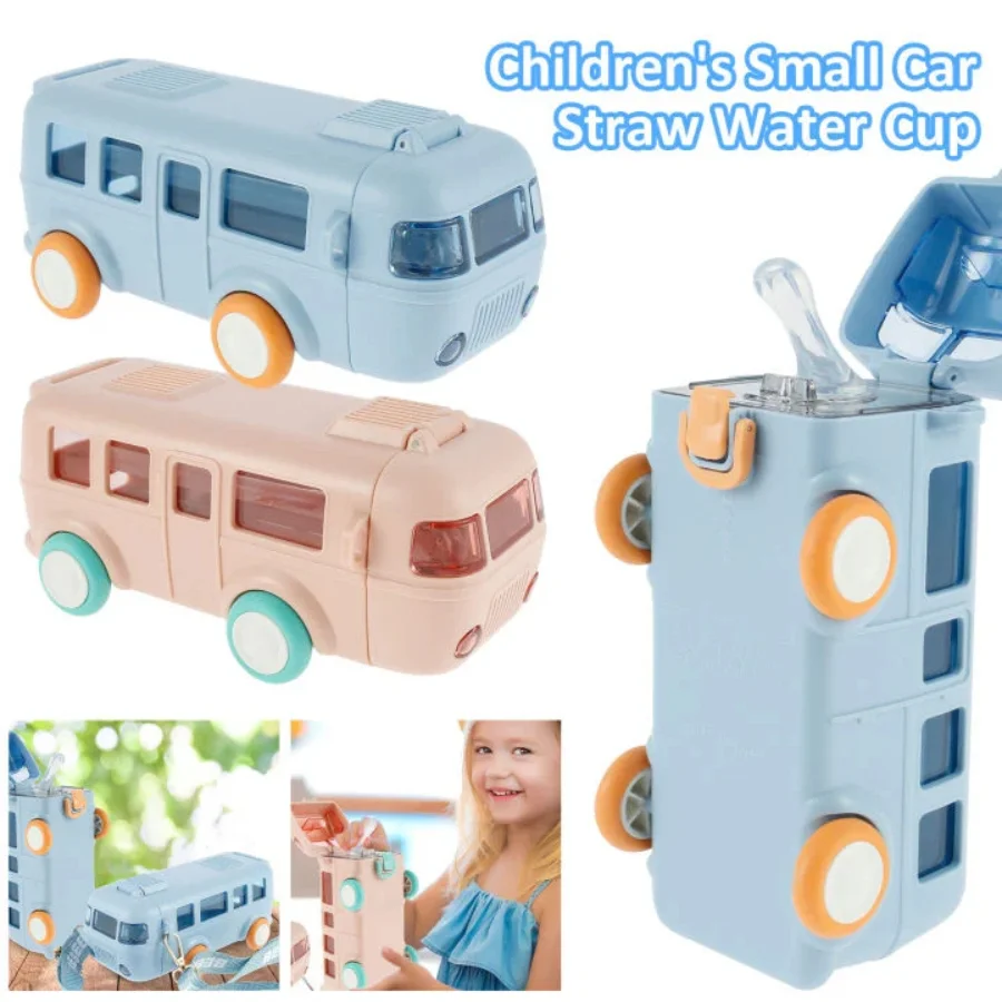 Bus Shape School Water Bottle | 500ml | With Strap | Cute & Leak-Proof - Image 5