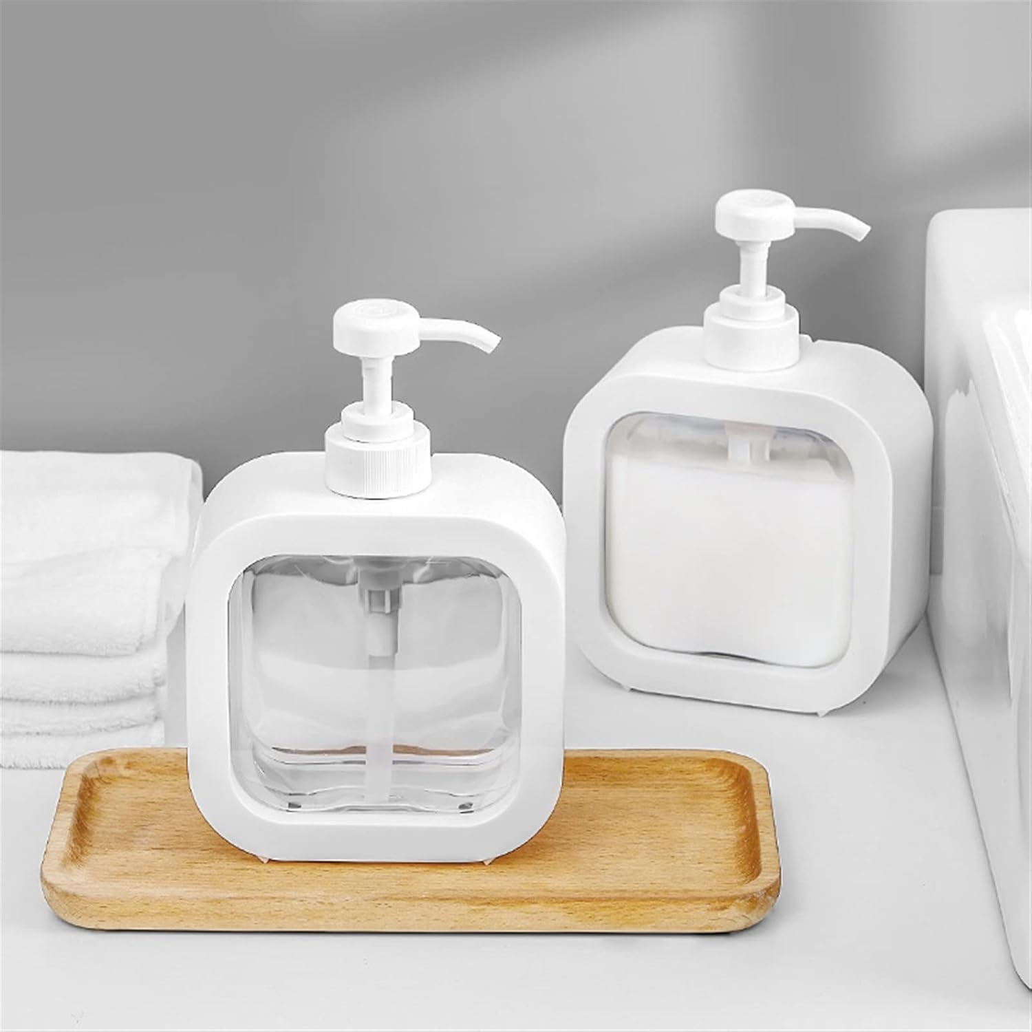 Portable Refillable Soap Dispenser Bottle | 300ml 500ml Clear Pump Bottle Bathroom Shower Lotion Shampoo - Image 2
