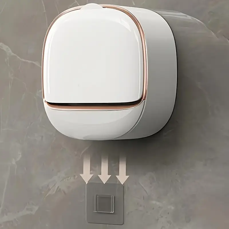 Milky White | Self-Adhesive Wall-Mounted Luxury Soap Holder with Lid and Drainage Tray - Image 2