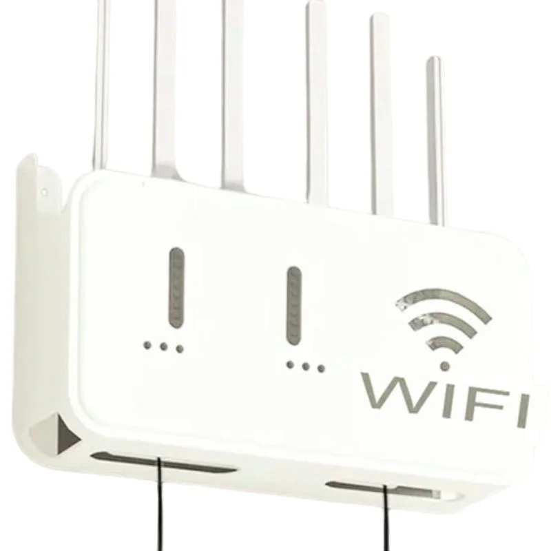 White WiFi Router Storage Box & Wall Mount Shelf Universal Cable Organizer | Space-Saving Holder for Modem, Set-Top Box & Smart Devices - Image 4