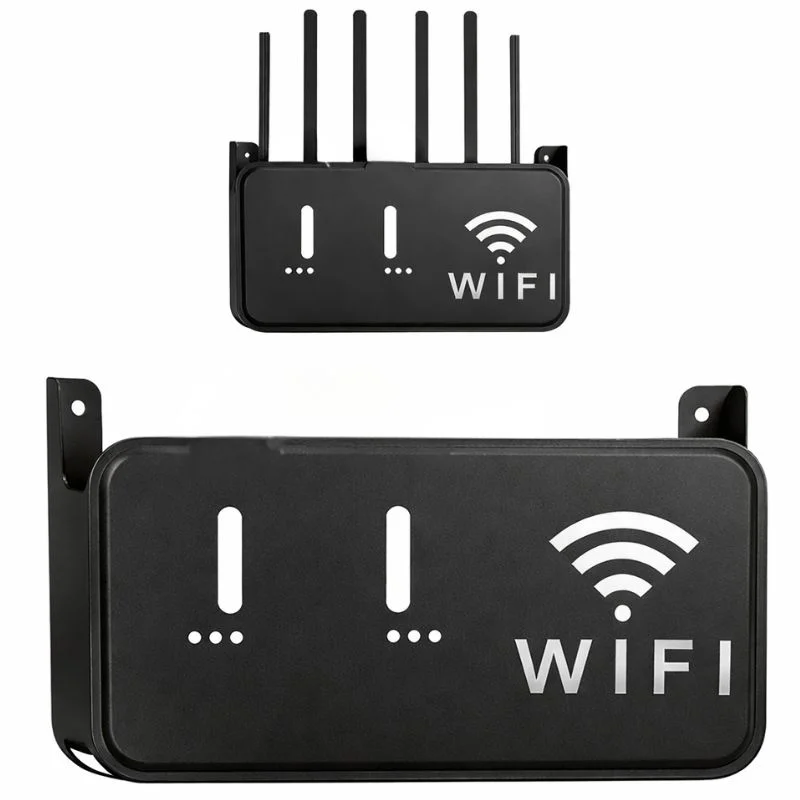 Light Gray WiFi Router Storage Box & Wall Mount Shelf Universal Cable Organizer | Space-Saving Holder for Modem, Set-Top Box & Smart Devices - Image 4