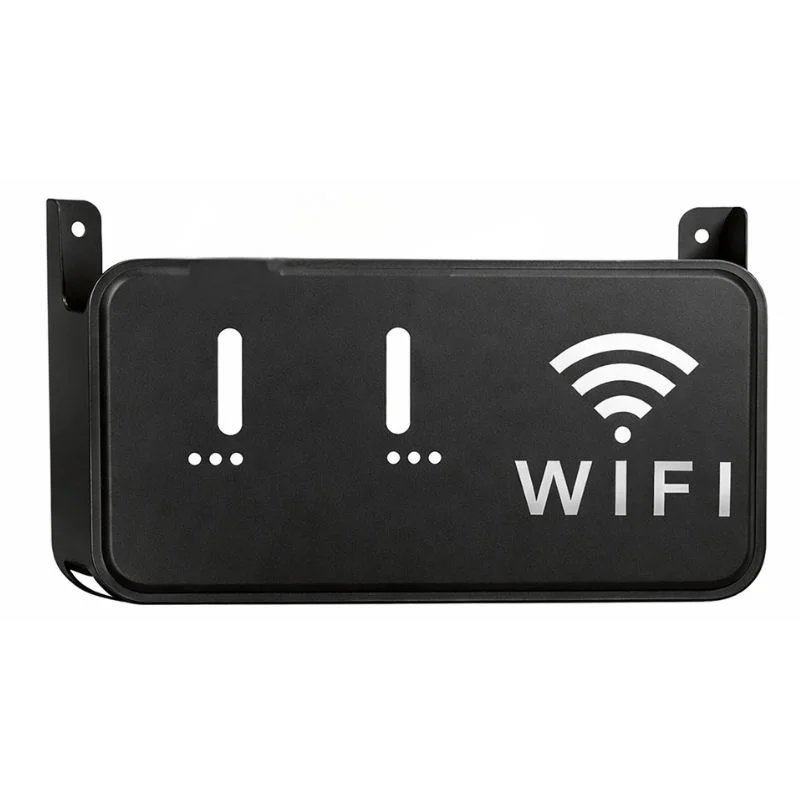Black WiFi Router Storage Box & Wall Mount Shelf Universal Cable Organizer | Space-Saving Holder for Modem, Set-Top Box & Smart Devices