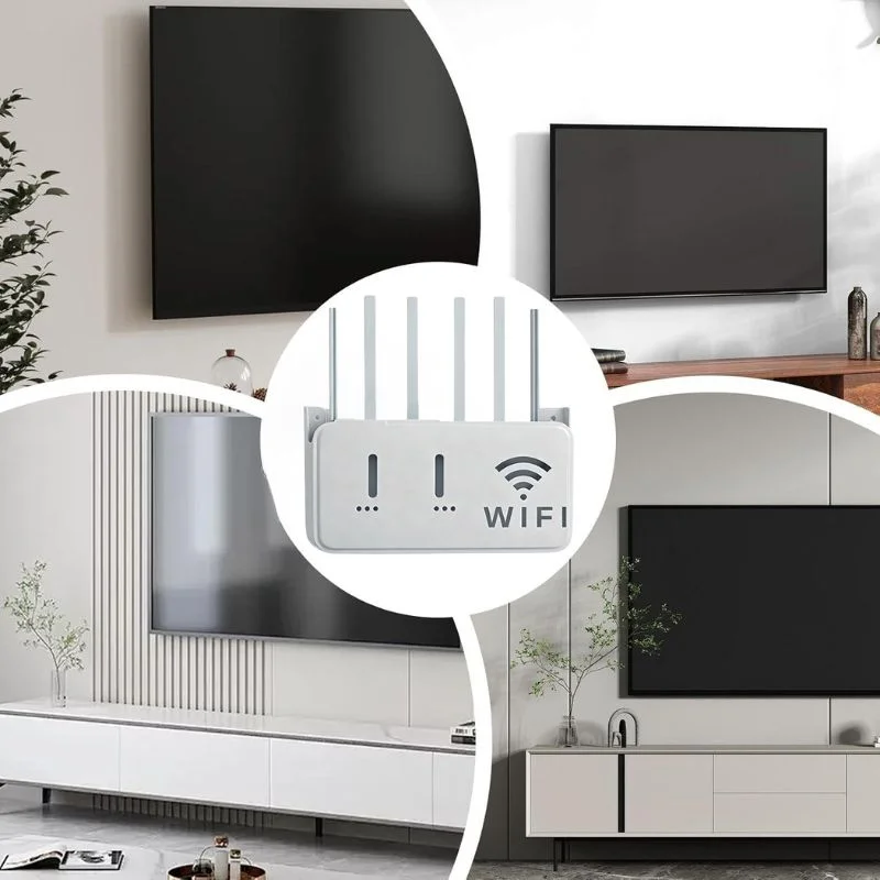 Light Gray WiFi Router Storage Box & Wall Mount Shelf Universal Cable Organizer | Space-Saving Holder for Modem, Set-Top Box & Smart Devices - Image 3