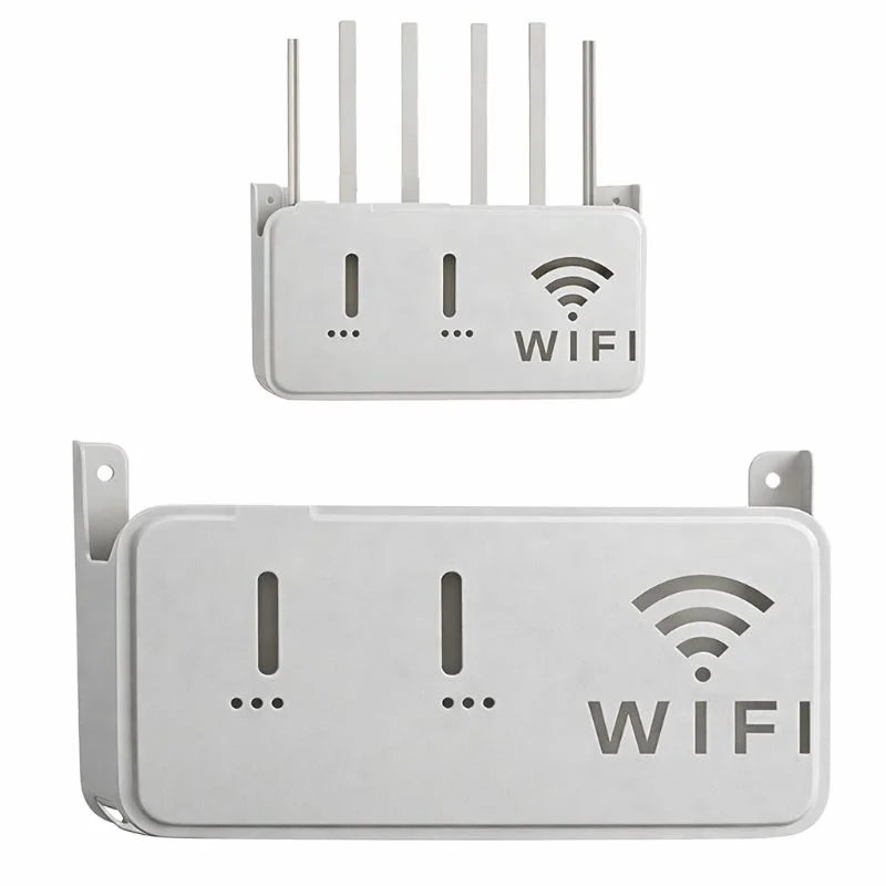 Light Gray WiFi Router Storage Box & Wall Mount Shelf Universal Cable Organizer | Space-Saving Holder for Modem, Set-Top Box & Smart Devices - Image 2