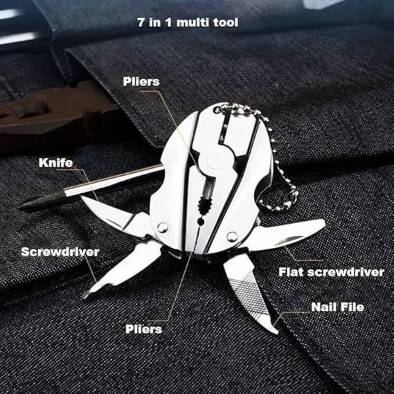 Stainless Steel Outdoor Portable Multitool Plier Knife | Mini Keychain Multi Tool with Screwdriver & Pouch | Camping, Hiking & Everyday Use - Image 3